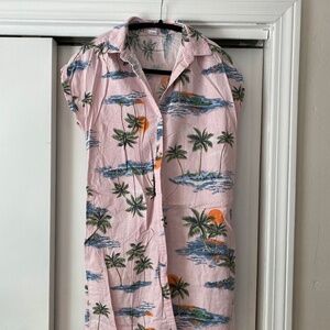 Old Navy Hawaiian Pink Shirt Dress, XS